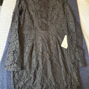 Tobi Charcoal Lace Long Sleeve Dress